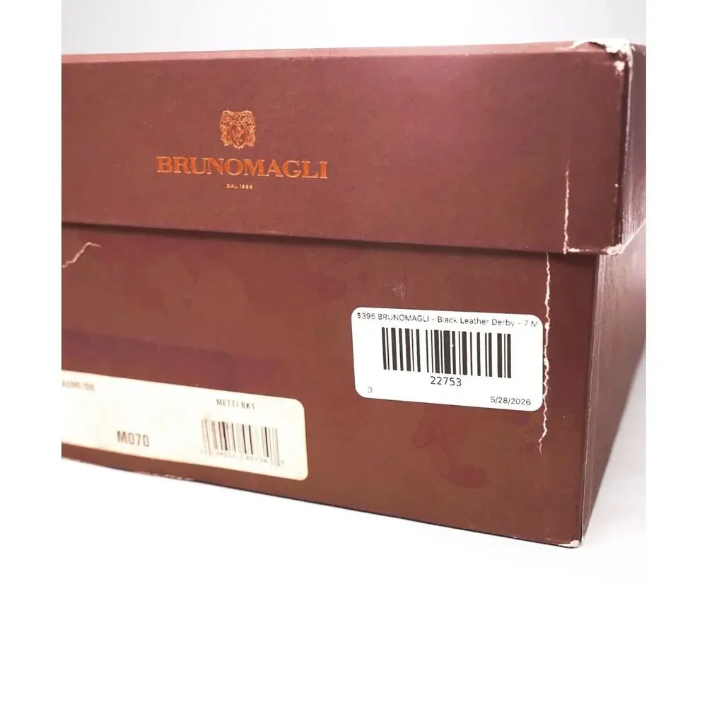 $395 BRUNOMAGLI - Black Leather Derby - 7 M
